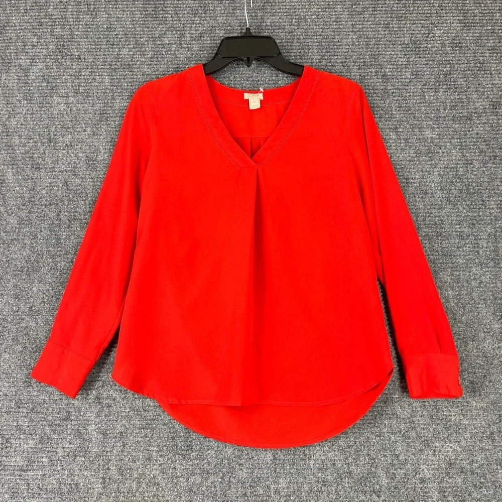 J Crew Blouse Womens S Petite Long Sleeve Minimalist Officecore‎ Classicwear